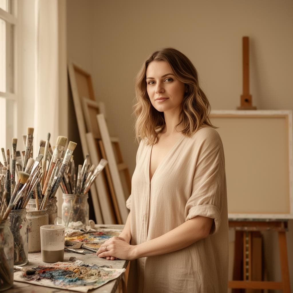 Zia Forogh — Afghan visual artist and painter in studio
